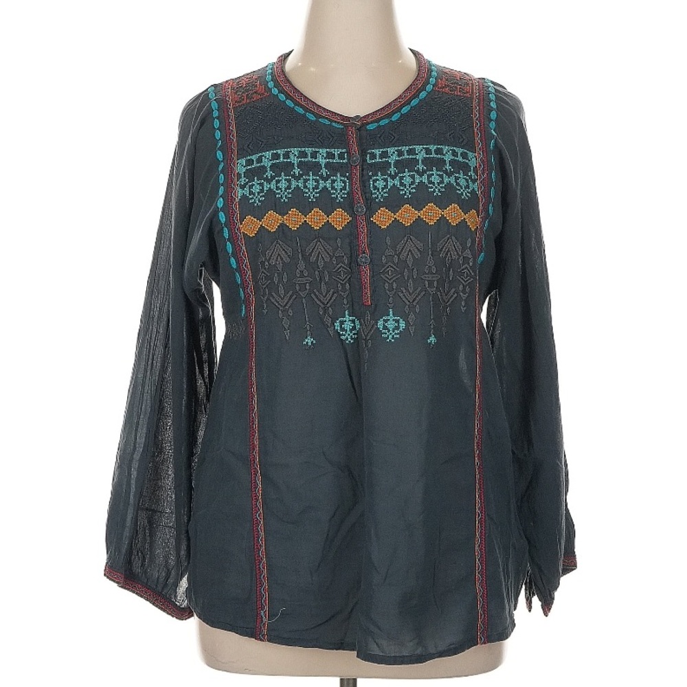 Biya blue top with embroidery